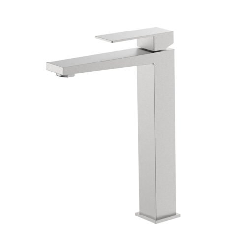 tall bathroom monobloc mixer tap - brushed steel