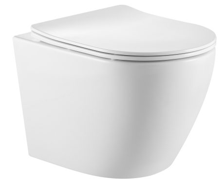 DeRicci WH2107A Professional Series Rounded Rimless Wall-Hung Toilet Bowl – Gloss White 52x37x31
