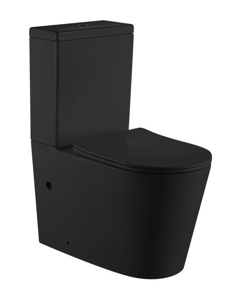 DeRicci DRC-T2001-MB Professional Series Two-Piece Rimless Toilet – Matte Black 68x39x83