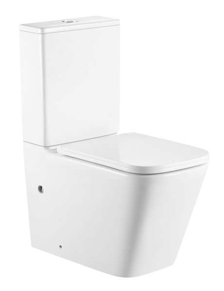 DeRicci DRC-T2002A Professional Series Two-Piece Square Rimless Toilet – Gloss White 61x37x83