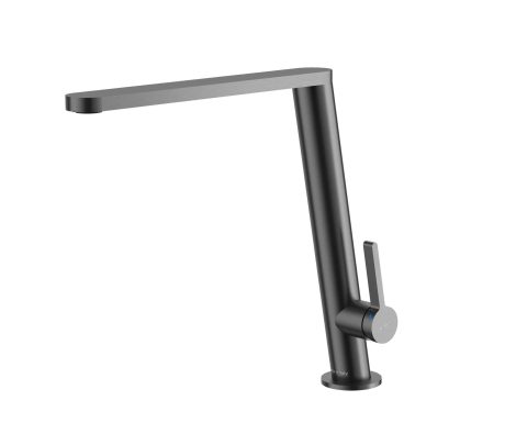 DeRicci DE-2046DL-BK Single-Handle L-Spout Kitchen Faucet – Matte Black Italian Design