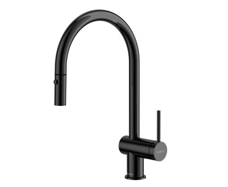DeRicci DE-2922-PB Single-Handle Pull-Down Kitchen Faucet – Polished Black Italian Design