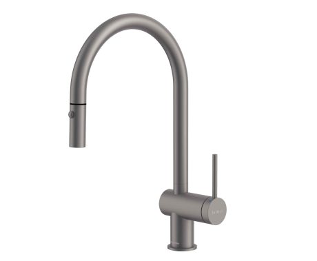 DeRicci DE-2922-MOGY Single-Handle Pull-Down Kitchen Faucet – Matte Grey Italian Design