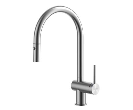 DeRicci DE-2922-SW Single-Handle Pull-Down Kitchen Faucet – Silver White Italian Design