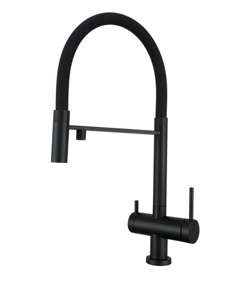 DeRicci DE-739K-MB 3-Way Filter Kitchen Faucet – Matte Black Commercial Style with Flexible Silicone Spout