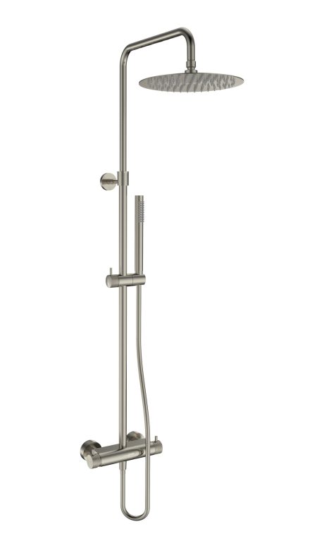 DeRicci Manual Shower System with Textured Handles DE-8075-BN – Brushed Nickel