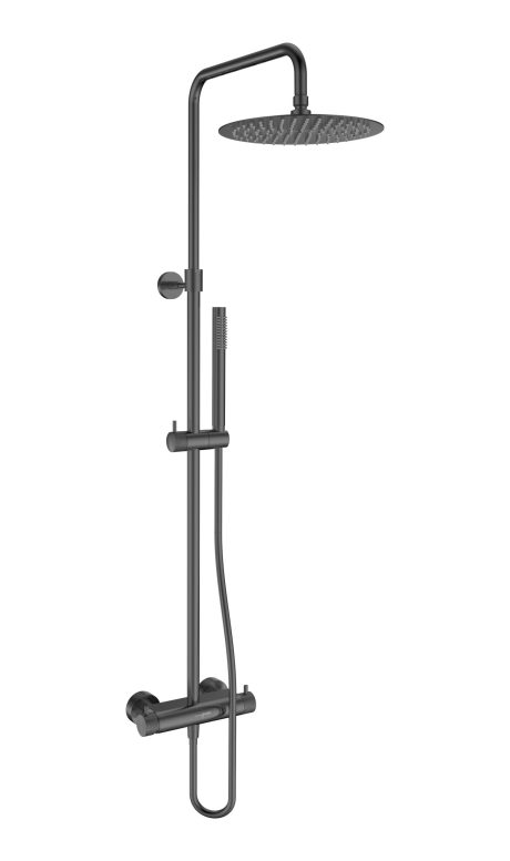 DeRicci Manual Shower System with Textured Handles DE-8075-GM – Gunmetal