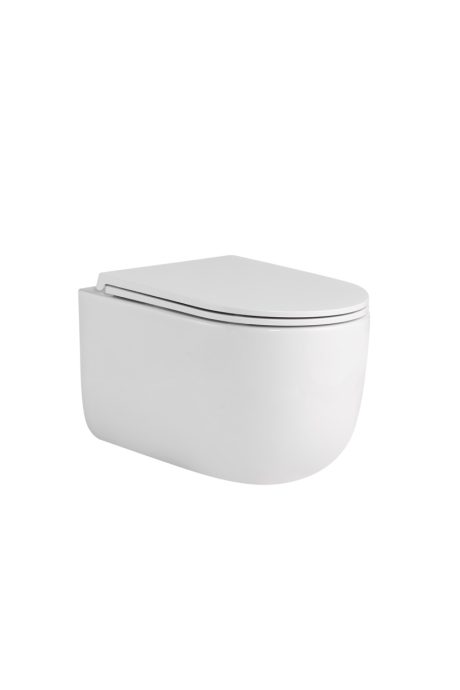 DeRicci WH2109A Professional Series Rounded Rimless Wall-Hung Bidet Bowl – Gloss White 53x37x36