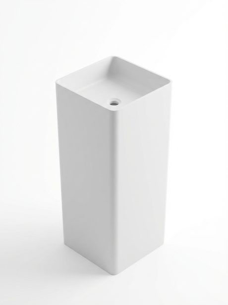 DeRicci Raffaelo Square Edge Freestanding Pedestal Basin DE-6605 – Gloss White