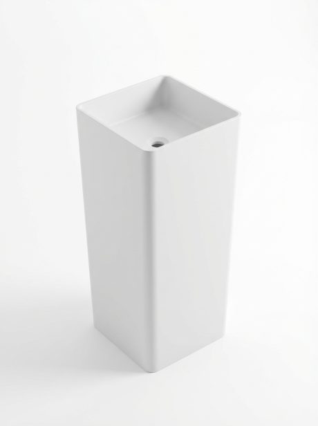 DeRicci Leonardo Deep Square Freestanding Pedestal Basin DE-6606 – Gloss White