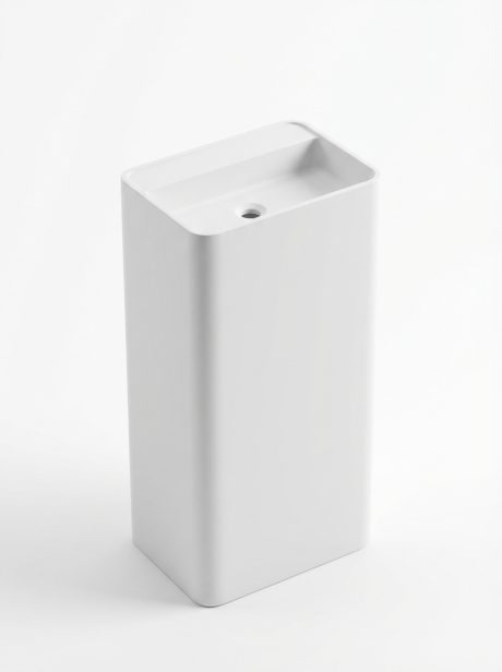 DeRicci Slim Square Freestanding Basin DE-6609 – Gloss White